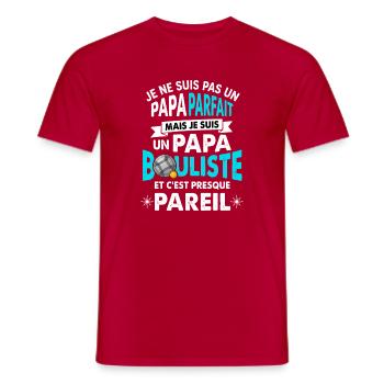 Papa Bouliste Parfait Pétanque Humour - T-shirt homme - rouge - Devant - AI Model Male 178 dark (178cm)