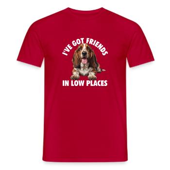 Friends In Low Places - Basset Hound Dog Dad - Men's T-Shirt - red - Front - AI Model Male 178 dark (178cm)