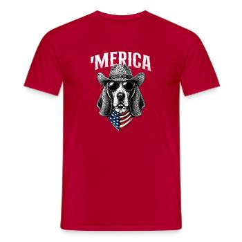 Merica Basset Hound – Vater der patriotischen Hundemutter - Männer T-Shirt - Rot - Vorne - AI Model Male 178 dark (178cm)