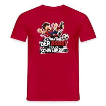 Fussball Assist für die Schwerkraft Sport Humor - Männer T-Shirt - Rot - Vorne - AI Model Male 178 dark (178cm)