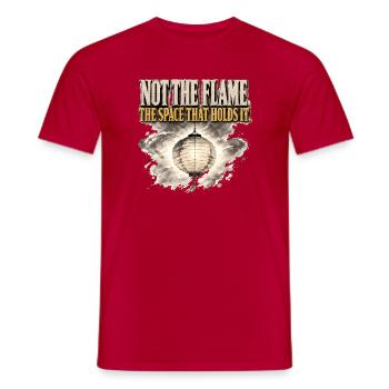 Not The Flame Space That Holds It Lantern Zen Tee - Men's T-Shirt - red - Front - AI Model Male 178 dark (178cm)
