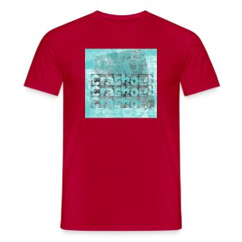 Noisy typo graphics in cyan look - Men's T-Shirt - red - Front - AI Model Male 178 dark (178cm)