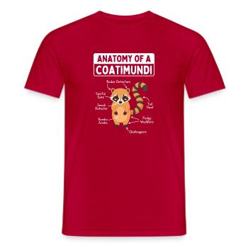 Anatomy of a coati - Men's T-Shirt - red - Front - AI Model Male 178 dark (178cm)