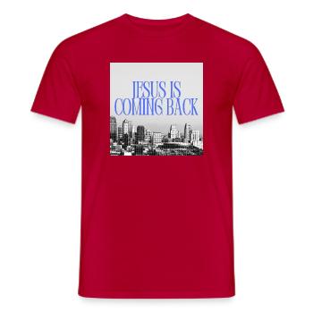 Jésus revient Urban Skyline Typographie Grap - T-shirt homme - rouge - Devant - AI Model Male 178 dark (178cm)
