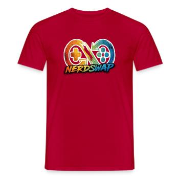 NerdSwap Gaming Merch - Men's T-Shirt - red - Front - AI Model Male 178 dark (178cm)