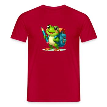 Frog for school enrolment – start of school with Bleistif - Men's T-Shirt - red - Front - AI Model Male 178 dark (178cm)