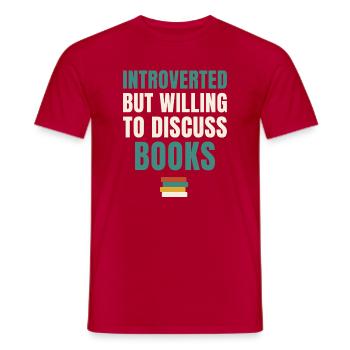 Introverted But Willing To Discuss Books - Men's T-Shirt - red - Front - AI Model Male 178 dark (178cm)