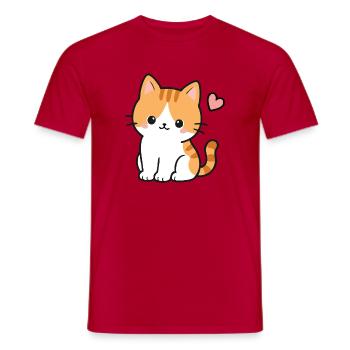 Mignon chaton Kawaii avec un cœur rose - T-shirt homme - rouge - Devant - AI Model Male 178 dark (178cm)