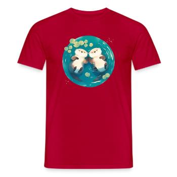 Loutre mignonne anniversaire de Saint-Valentin Couple anniversaire de mariage - T-shirt homme - rouge - Devant - AI Model Male 178 dark (178cm)