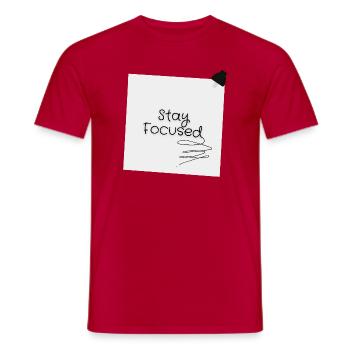 Stay Focused Sticky Note Motivational Graphic - Men's T-Shirt - red - Front - AI Model Male 178 dark (178cm)