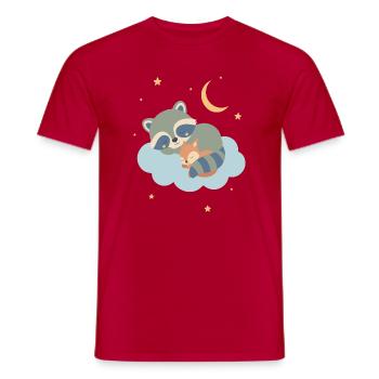 Raton laveur et écureuil dormant - T-shirt homme - rouge - Devant - AI Model Male 178 dark (178cm)