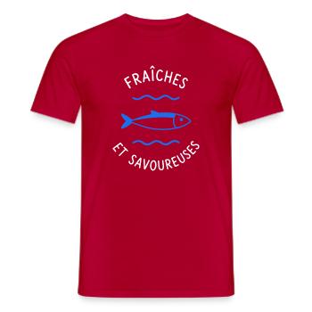 Fraîches et Saveurs Poisson Bleu - T-shirt homme - rouge - Devant - AI Model Male 178 dark (178cm)