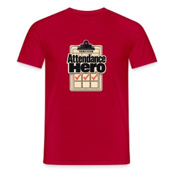 Homeroom Teacher Gift Attendance Hero First Day of - Men's T-Shirt - red - Front - AI Model Male 178 dark (178cm)