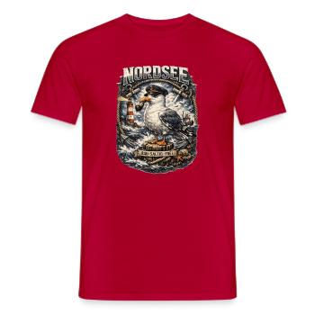 Rough Salty Free North Sea Seagull Lighthouse - Männer T-Shirt - Rot - Vorne - AI Model Male 178 dark (178cm)