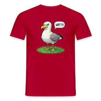 Watt Seagull Seabird Coast Beach Humor Saying - Men's T-Shirt - red - Front - AI Model Male 178 dark (178cm)