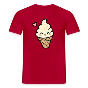 Cornet de glace à la vanille Kawaii - T-shirt homme - rouge - Devant - AI Model Male 178 dark (178cm)