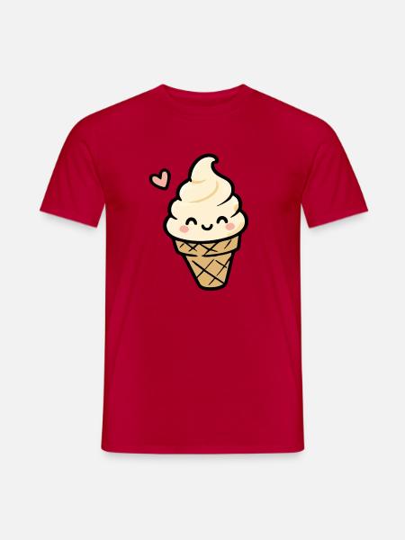 Kawaii Vanille-Eiscreme - Männer T-Shirt - Rot