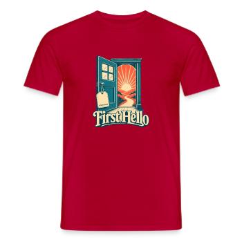 Homeroom Teacher Gift First Hello, First Day of Sc - Men's T-Shirt - red - Front - AI Model Male 178 dark (178cm)