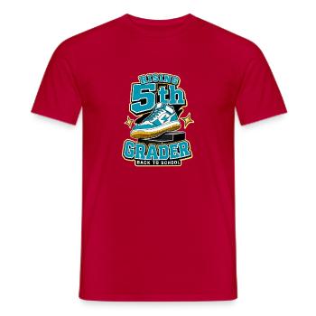 Photo du premier jour de la cinquième année, élève plus âgé - T-shirt homme - rouge - Devant - AI Model Male 178 dark (178cm)