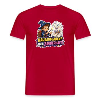 Hausaufgaben Aber Zauberhaft Zauberer Kind Spruch - Männer T-Shirt - Rot - Vorne - AI Model Male 178 dark (178cm)
