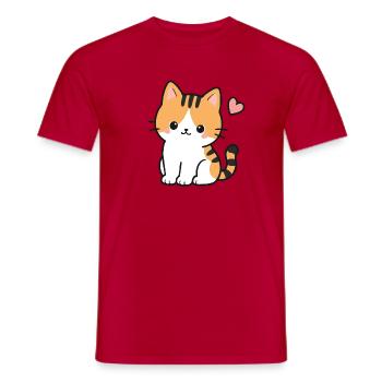 Kawaii Cute Orange Tabby Cat With Heart - Men's T-Shirt - red - Front - AI Model Male 178 dark (178cm)