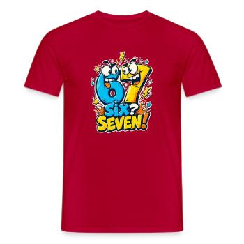 Six Sept 6 7 Mot de la jeunesse mème - T-shirt homme - rouge - Devant - AI Model Male 178 dark (178cm)