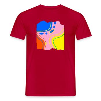 Abstraktes Farbfluss Kunstwerk - Männer T-Shirt - Rot - Vorne - AI Model Male 178 dark (178cm)