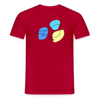 Lineart Blue with Pastel Shapes - Men's T-Shirt - red - Front - AI Model Male 178 dark (178cm)