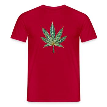 Imprimé orné en feuilles dorées turquoise - T-shirt homme - rouge - Devant - AI Model Male 178 dark (178cm)
