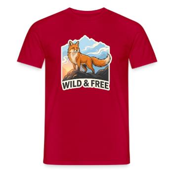 Sauvage et Libre – Fox Mountain - T-shirt homme - rouge - Devant - AI Model Male 178 dark (178cm)