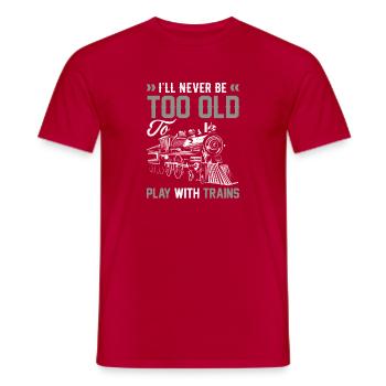 Never too old to play with trains - Men's T-Shirt - red - Front - AI Model Male 178 dark (178cm)