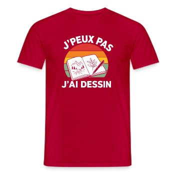 Je Peux Pas J'ai Dessin Citation Retro Sunset - T-shirt homme - rouge - Devant - AI Model Male 178 dark (178cm)