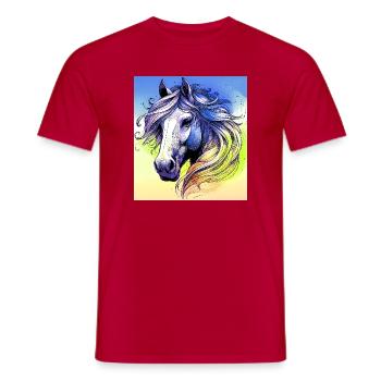 horse - Men's T-Shirt - red - Front - AI Model Male 178 dark (178cm)