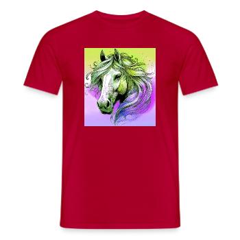 horse - Men's T-Shirt - red - Front - AI Model Male 178 dark (178cm)