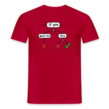 Humor lover, logical, decision-making, funny - Men's T-Shirt - red - Front - AI Model Male 178 dark (178cm)