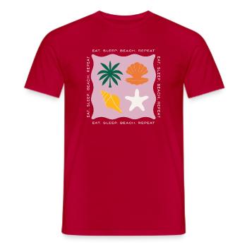 Eat Sleep Beach Repeat Beach Summer - Men's T-Shirt - red - Front - AI Model Male 178 dark (178cm)
