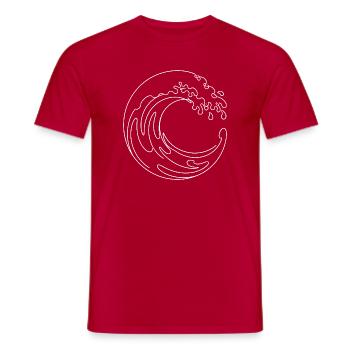 Ocean Wave – Minimalist Line Art Sea Wave - Men's T-Shirt - red - Front - AI Model Male 178 dark (178cm)