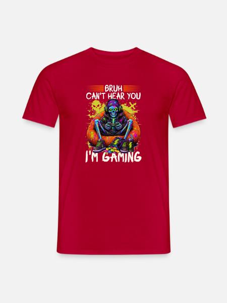 Skeleton Gamer Gaming Halloween - Männer T-Shirt - Rot