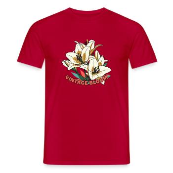 Lilies Vintage Bloom Flowers Retro - Men's T-Shirt - red - Front - AI Model Male 178 dark (178cm)
