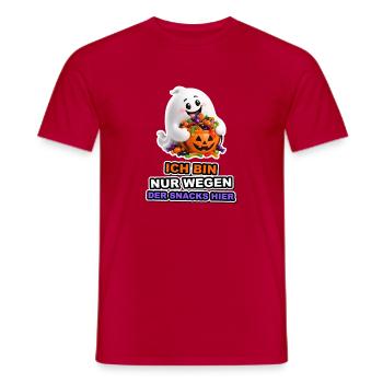 Geist Nur Wegen Der Snacks Hier Halloween Spruch - Männer T-Shirt - Rot - Vorne - AI Model Male 178 dark (178cm)