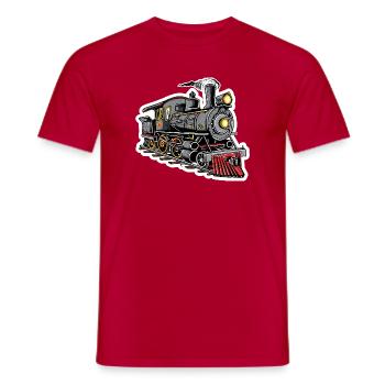 Graphismes des locomotives à vapeur - T-shirt homme - rouge - Devant - AI Model Male 178 dark (178cm)