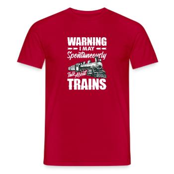 Warnung Ich Könnte Spontan Über Züge Reden - Männer T-Shirt - Rot - Vorne - AI Model Male 178 dark (178cm)