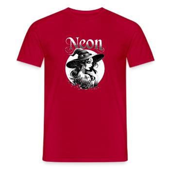  Neon Hexe Schwarze Rosen Mond Gothic Witchcraft - Männer T-Shirt - Rot - Vorne - AI Model Male 178 dark (178cm)