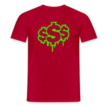 Neon Graffiti Dollarzeichen Tropfen - Männer T-Shirt - Rot - Vorne - AI Model Male 178 dark (178cm)