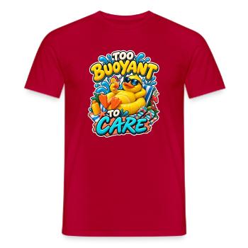 Too Buoyant To Care Entspannte Ente Pool Comic - Männer T-Shirt - Rot - Vorne - AI Model Male 178 dark (178cm)