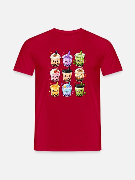Kawaii Bubble Tea | Boba & Milchtee - Männer T-Shirt - Rot