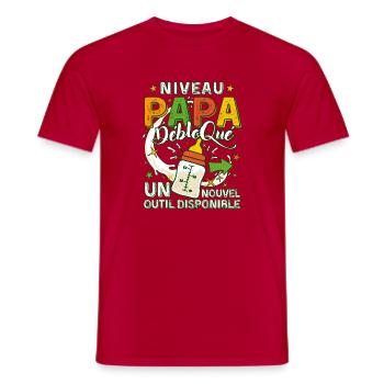 Niveau Papa Débloqué Futur Père - T-shirt homme - rouge - Devant - AI Model Male 178 dark (178cm)
