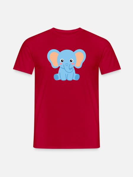 Kleiner blauer Elefant Print - Männer T-Shirt - Rot