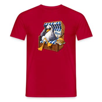 Strandvogel im Strandkorb - Männer T-Shirt - Rot - Vorne - AI Model Male 178 dark (178cm)