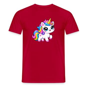 Kawaii Regenbogeneinhorn - Männer T-Shirt - Rot - Vorne - AI Model Male 178 dark (178cm)